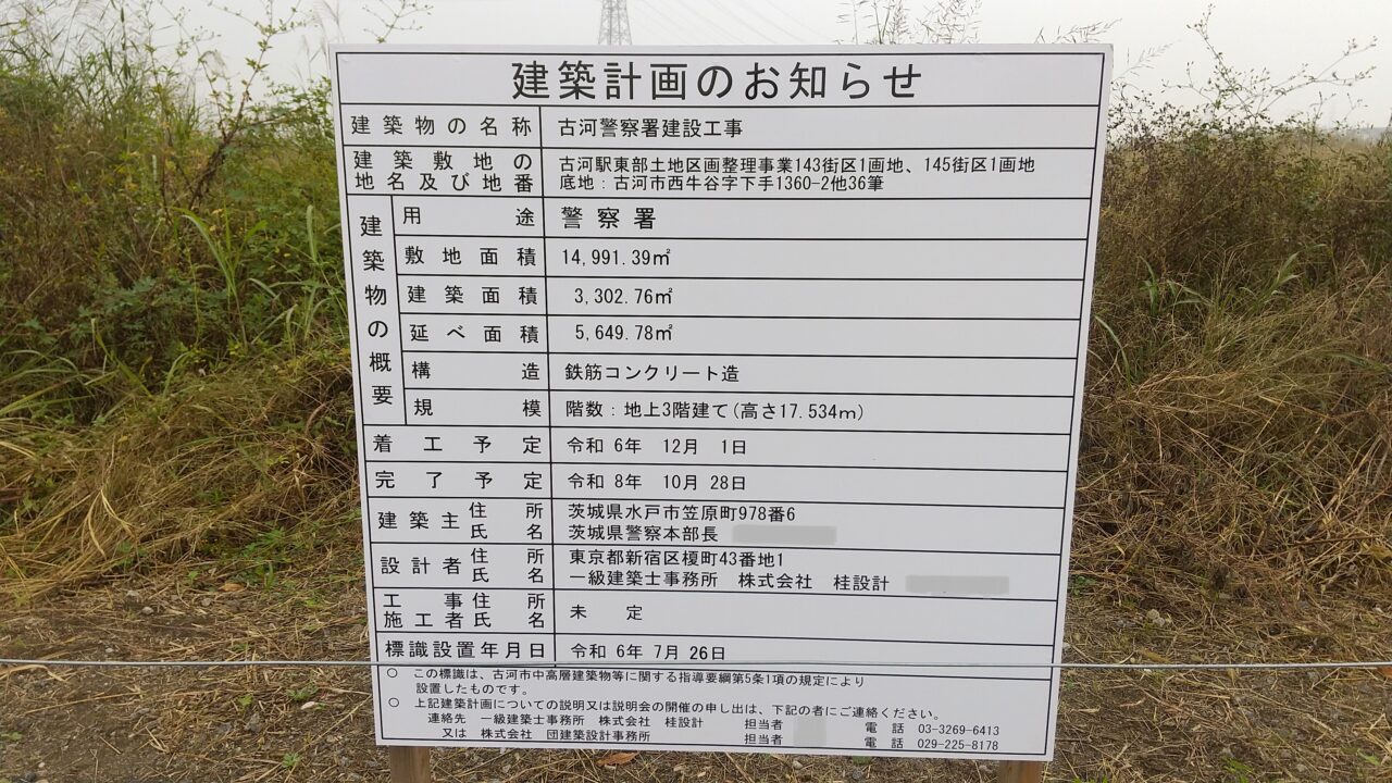 古河警察署建築計画看板